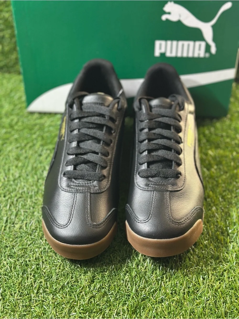 PUMA ROMA CLASSIC GUM LEATHER, SIZES 10.5 AND 11.5 MENS, BLACK/ TEAM GOLD , NEW